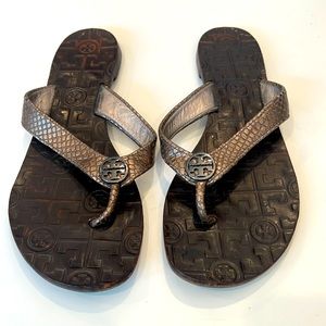 Brown Tory Burch Flip Flops